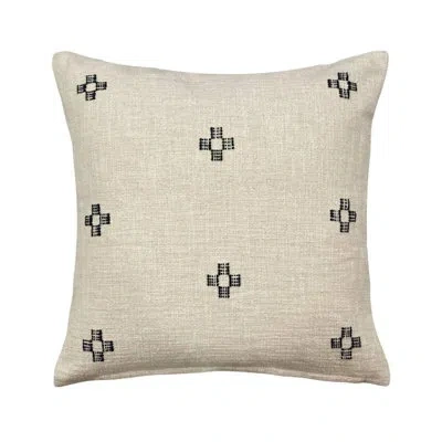 Pillowpia Marguerite 100% Cotton Throw Pillow Cover With Brass Zipper And Floral Pattern In Cream