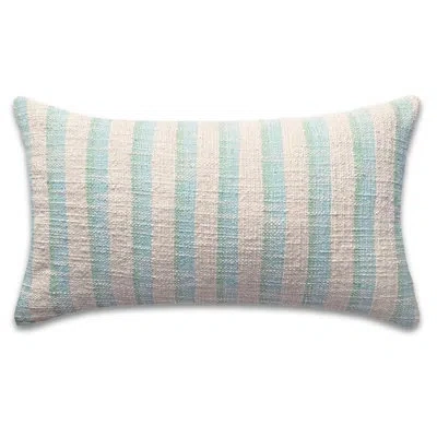 Pillowpia Phineas Slub Cotton Pillow Cover With Brass Zipper And Reversible Pattern In Sea