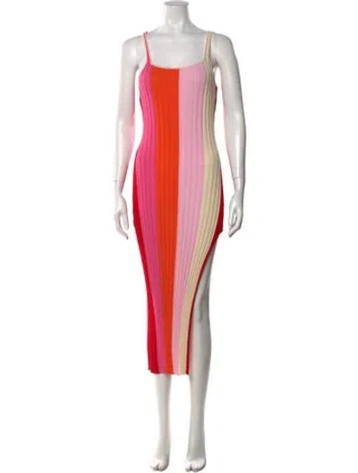 Pre-owned Pilyq Colorblock Pattern Midi Length Dress In Pink