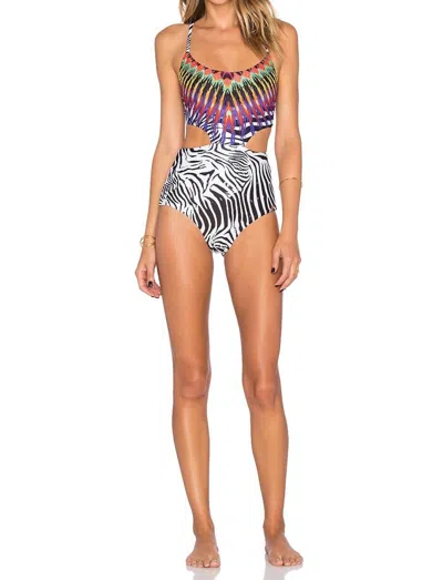 Pilyq Embroidered Phoenix One Piece Swimsuit In African Rays In Multi
