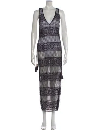 Pre-owned Pilyq Lace Pattern Long Dress In Black