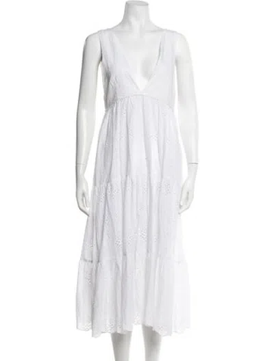 Pre-owned Pilyq Lace Pattern Long Dress W/ Tags In White