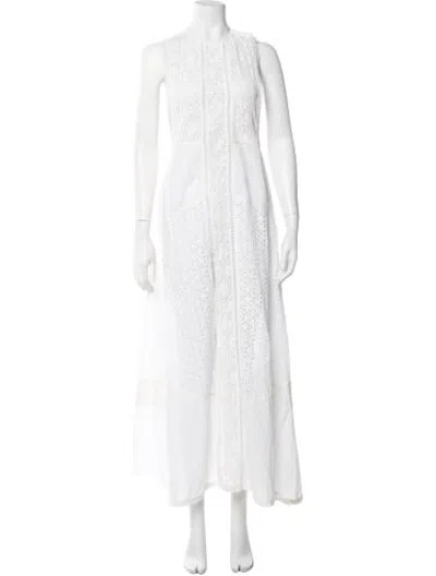 Pre-owned Pilyq Lace Pattern Long Dress In White