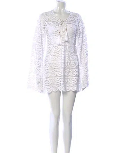 Pre-owned Pilyq Lace Pattern Mini Dress In Neutral