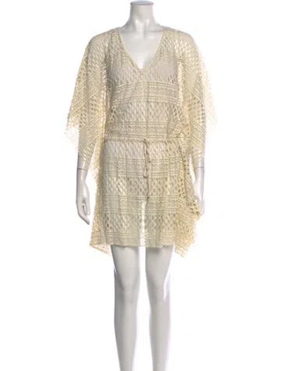 Pre-owned Pilyq Lace Pattern Mini Dress In Neutrals