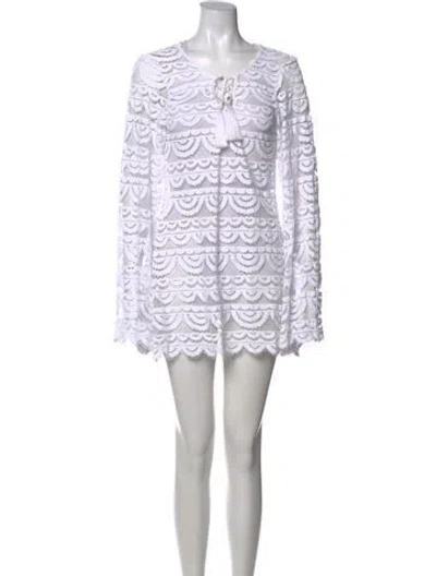 Pre-owned Pilyq Lace Pattern Mini Dress In Neutrals