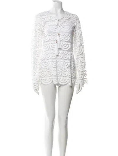 Pre-owned Pilyq Lace Pattern Mini Dress In White