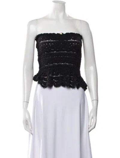 Pre-owned Pilyq Lace Pattern Strapless Sweater In Black