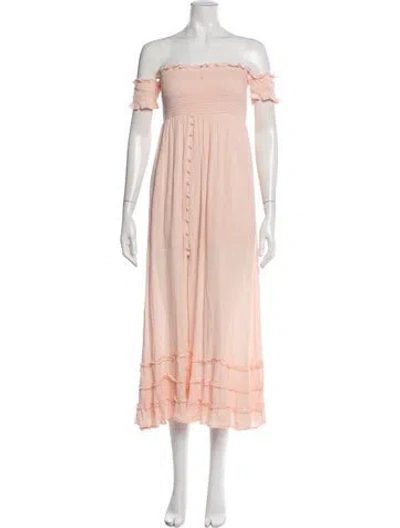 Pre-owned Pilyq Off-the-shoulder Long Dress In Pink