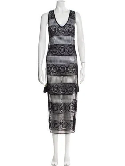 Pre-owned Pilyq Patterned Long Dress In Black