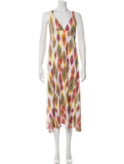 Pre-owned Pilyq Printed Midi Length Dress In Multi