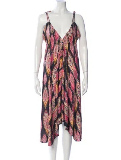 Pre-owned Pilyq Printed Midi Length Dress In Multi