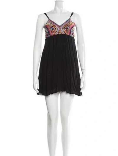 Pre-owned Pilyq Printed Mini Dress In Black