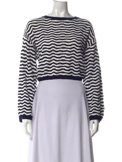 Pre-owned Pilyq Striped Crew Neck Sweater W/ Tags In Blue