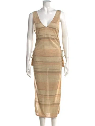 Pre-owned Pilyq Striped Long Dress In Neutrals