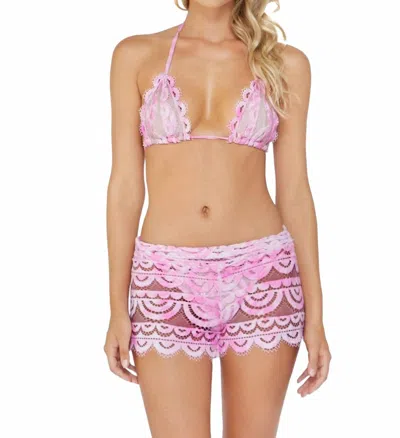 Pilyq Swim Amalfi Lace Short In Pink Tie-dye