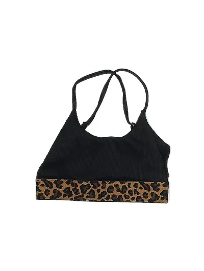 Pre-owned Pilyq Swimsuit Top Black Animal Print Pattern Swimwear