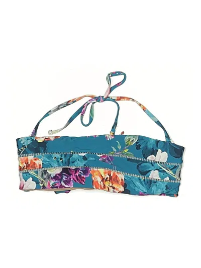 Pre-owned Pilyq Swimsuit Top Blue Floral Pattern Swimwear