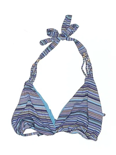 Pre-owned Pilyq Swimsuit Top Blue Print Pattern Swimwear