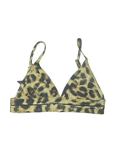 Pre-owned Pilyq Swimsuit Top Gold Animal Print Pattern Swimwear