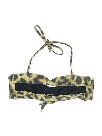 Pre-owned Pilyq Swimsuit Top Gold Animal Print Pattern Swimwear