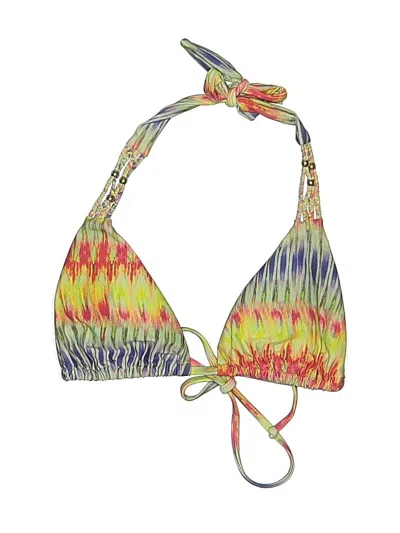 Pre-owned Pilyq Swimsuit Top Green Print Pattern Swimwear