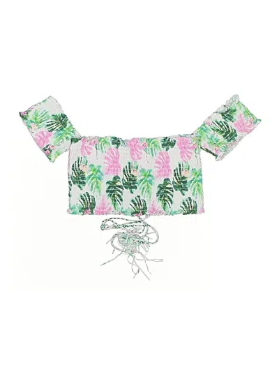 Pilyq Swimsuit Top Green Tropical Pattern Swimwear In Multi