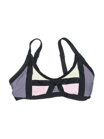 Pre-owned Pilyq Swimsuit Top Purple Color Block Pattern Swimwear