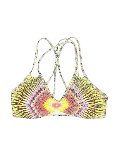 Pre-owned Pilyq Swimsuit Top Yellow Print Pattern Swimwear