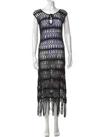 Pre-owned Pilyq V-neck Long Dress In Black