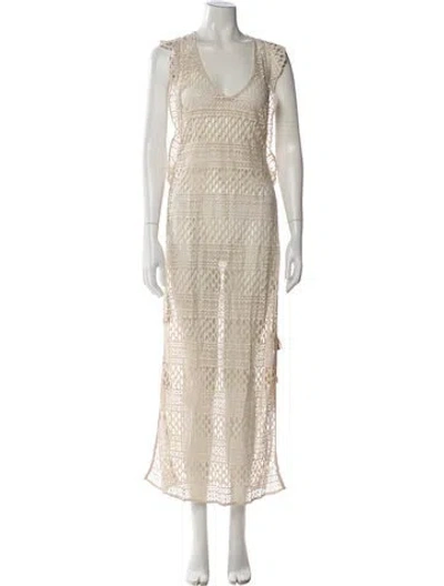 Pre-owned Pilyq V-neck Long Dress In Neutral