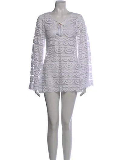 Pre-owned Pilyq V-neck Mini Dress In White