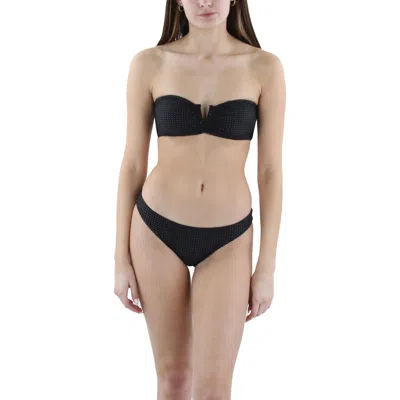 Pilyq Womens Perforated Hipster Swim Bottom Separates In Black
