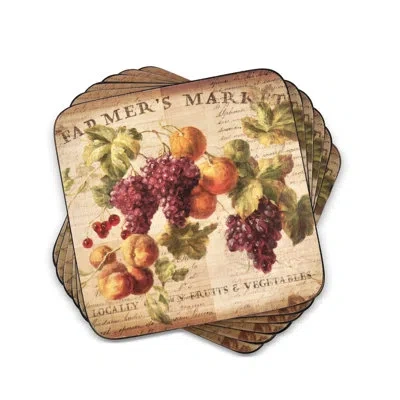 Pimpernel Abundant Fall Coasters 4"x 4" In Orange,beige;orange,beige