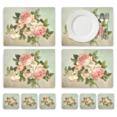 Pimpernel Antique Rose Placemats & Coasters Set In Multicolored