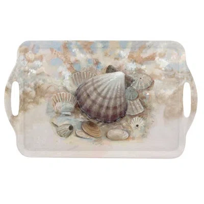 Pimpernel Beach Prize Large Melamine Hndld Tray 18.9 X11.6" In Gray