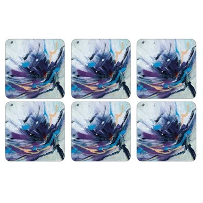 Pimpernel Blooms In Lilac Coasters 4"x 4" In Blue