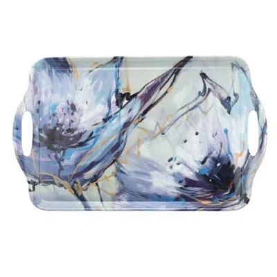 Pimpernel Blooms In Lilac Large Melamine Hndld Tray 18.9 X11.6" In Blue