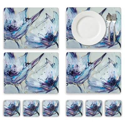 Pimpernel Blooms In Lilac Placemats & Coasters Set In Blue