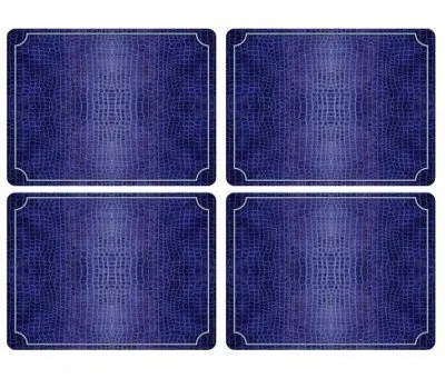 Pimpernel Blue Croc Leather Placemats 15.7 X 11.7"