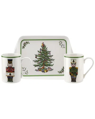 Pimpernel Christmas Tree 3pc Mug & Tray St Nutcracker In Green