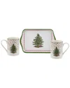 Pimpernel Christmas Tree Polka Dot 3pc Mug & Tray Set