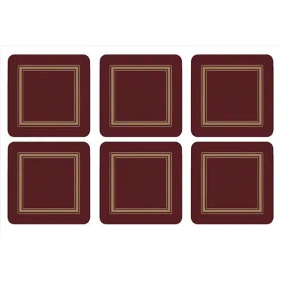 Pimpernel Classic Coasters 4"x 4" In Burgundy
