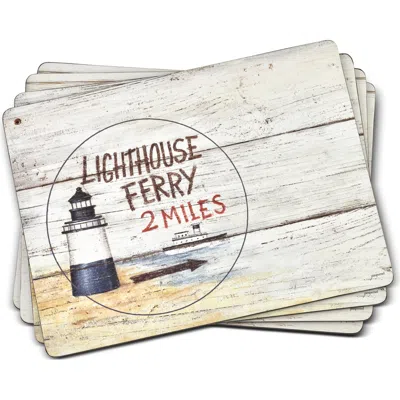 Pimpernel Coastal Signs Set Of 4 Cork Back Placemats In Gray