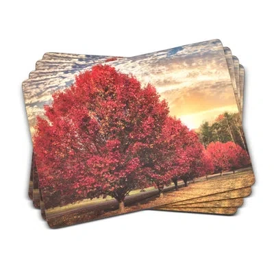 Pimpernel Crimson Trees Placemats 15.7 X 11.7" In Red
