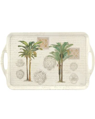 Pimpernel Dnu  Vintage Palm Study Large Handled Tray In White