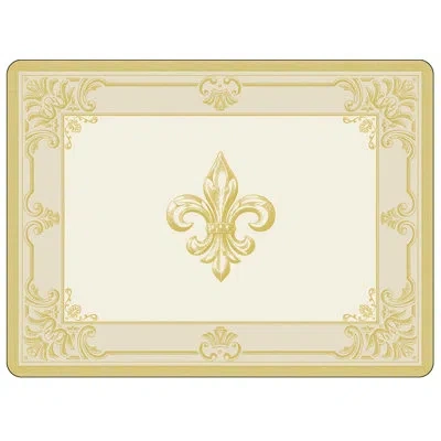 Pimpernel Fdc-fleur De Lys,tpe/gld Placemats 15.7 X 11.7" In Tan