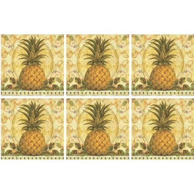 Pimpernel Golden Pineapple Coasters 4"x 4" In Yellow;yellow