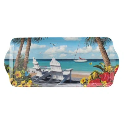 Pimpernel In The Sunshine Melamine Sandwich Tray 15.1 X 6.5" In Blue