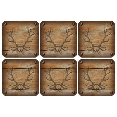 Pimpernel Lodge Coasters 4"x 4" In Brown